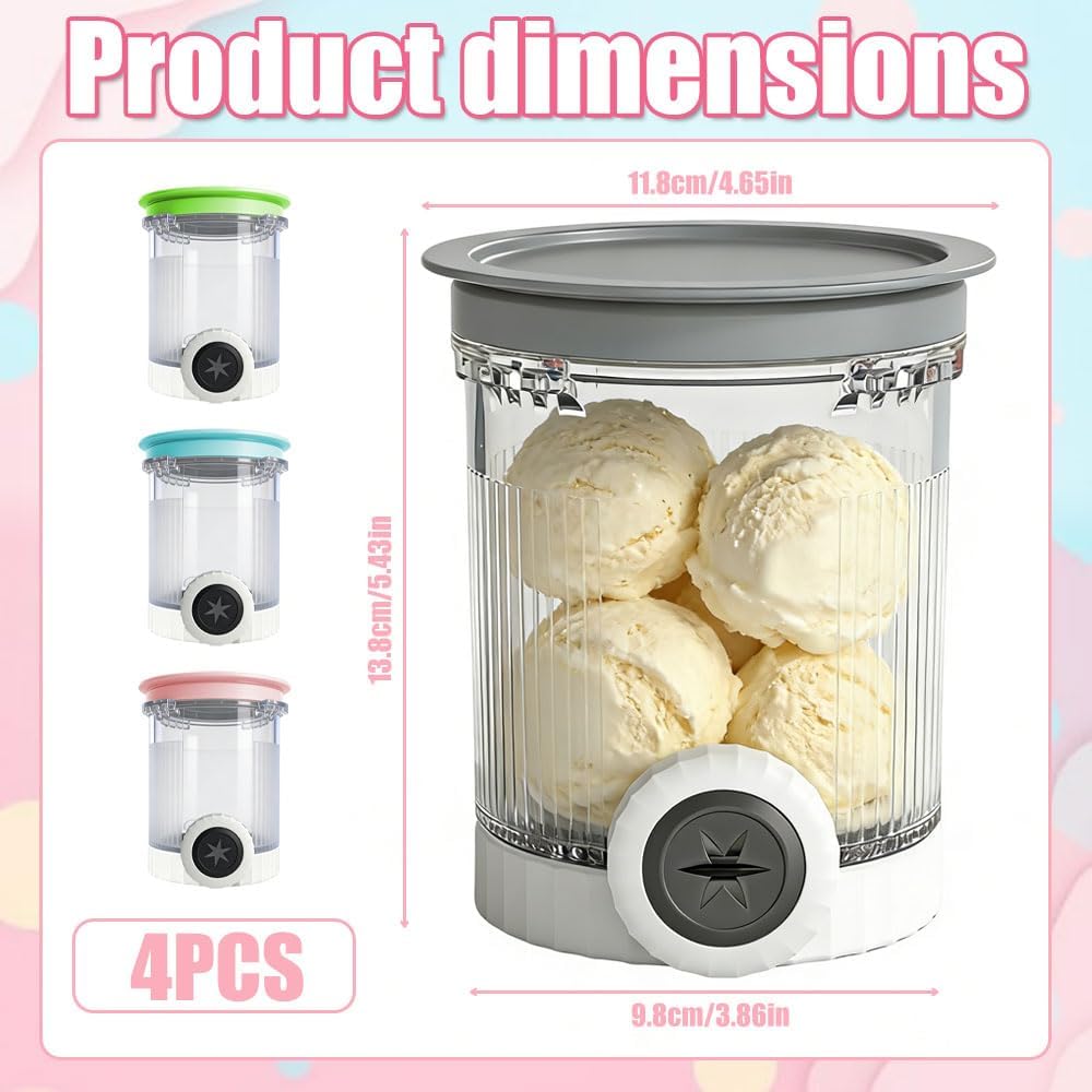 4 Stück Ninja Swirl Creami Behälter, 480 ml Eisbehälter für Ninja Creami NC701 & NC700 Serie Eismasc