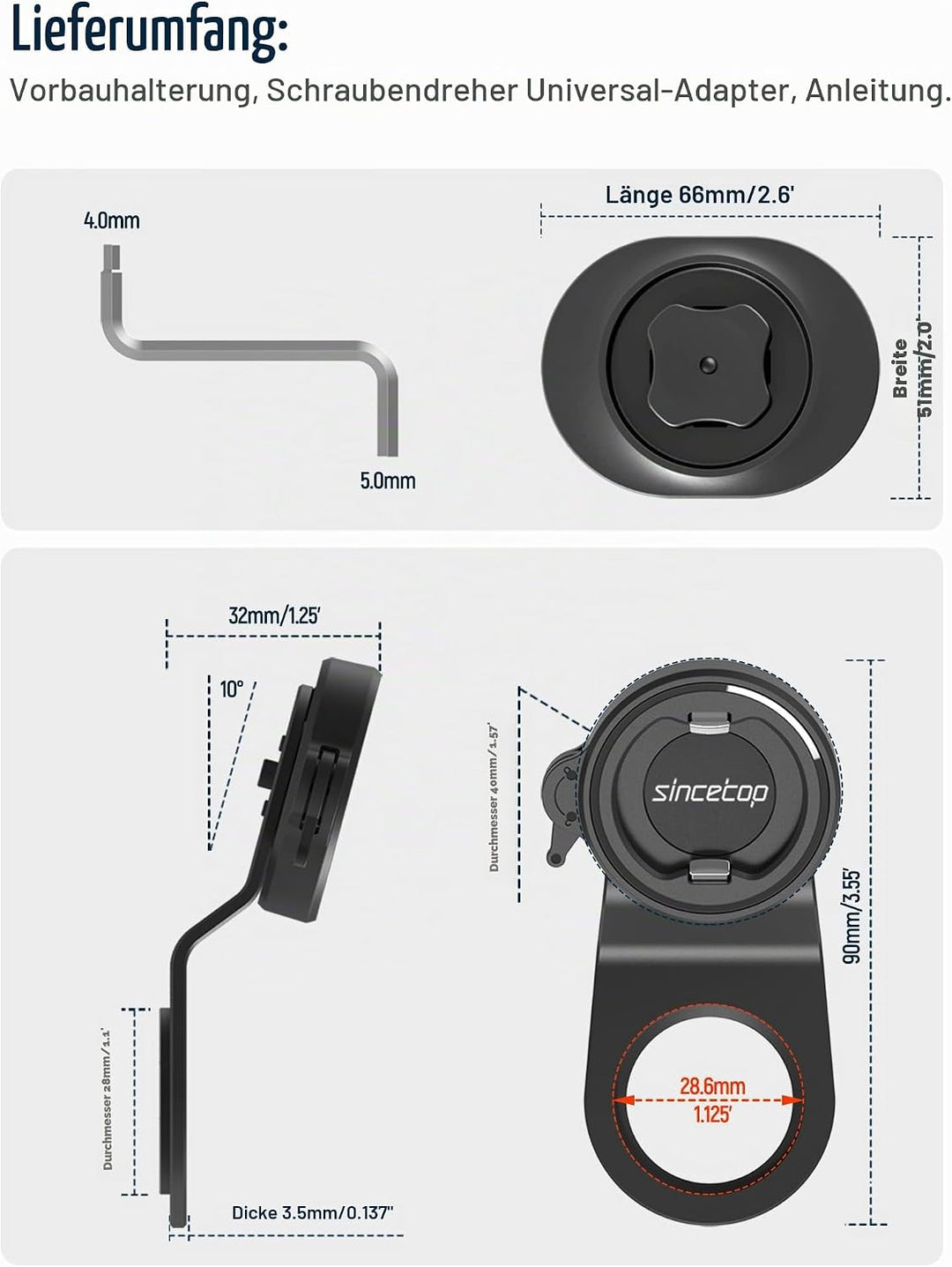 sincetop Handyhalterung Fahrrad,Mountainbike-Vorbau Handyhalter,Universelle Aluminium Stengel Lenker