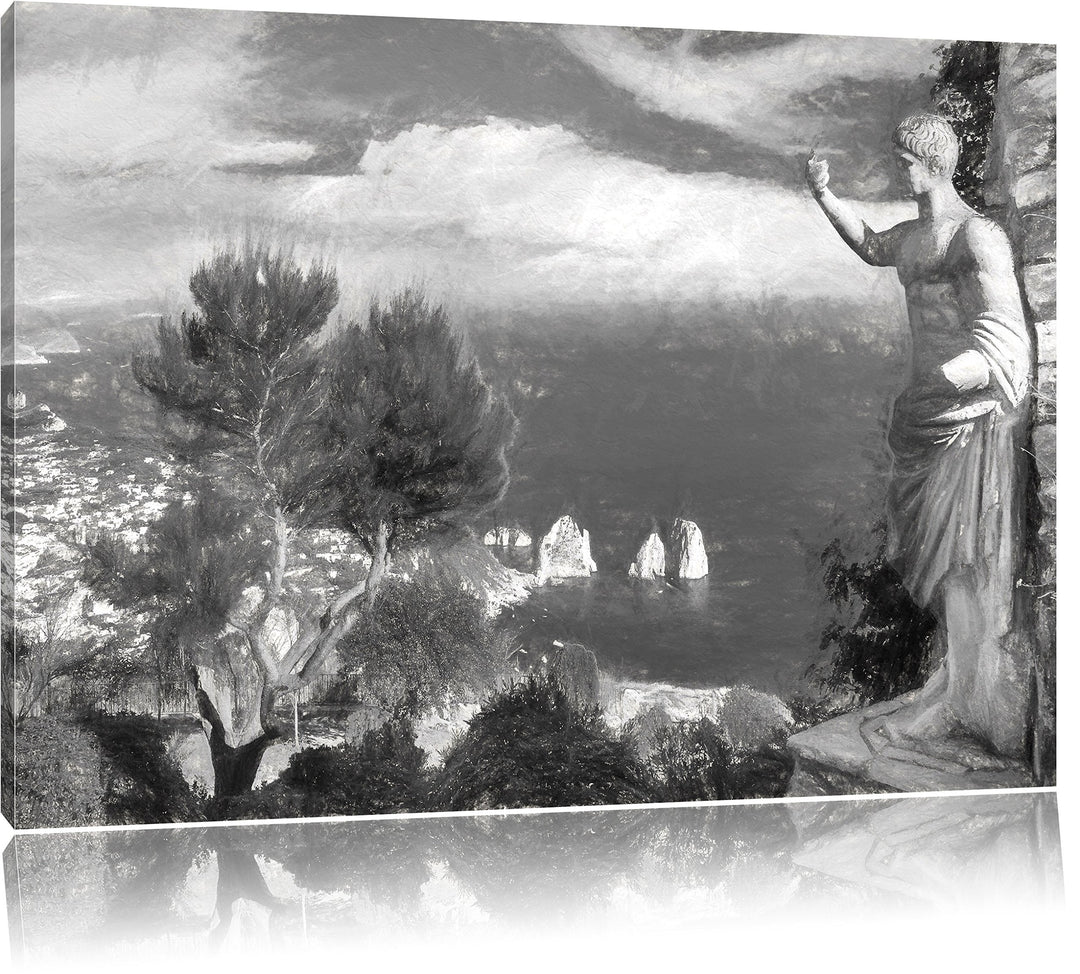 Pixxprint Insel Capri in Italien Kunst als Leinwandbild/Grösse: 100x70 cm/Wandbild/Kunstdruck/fertig