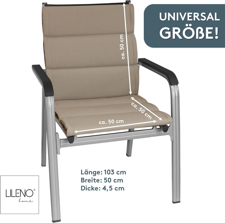 LILENO HOME Gartenstuhl Auflagen als [2er Set - Niedriglehner] in Sand Sundance - Bequeme Liegen als