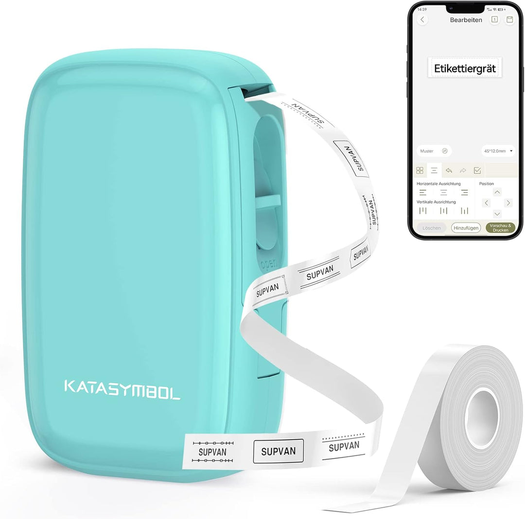 SUPVAN Katasymbol Beschriftungsgerät Selbstklebend - E16 Bluetooth Etikettiergerät, Mini Etikettendr