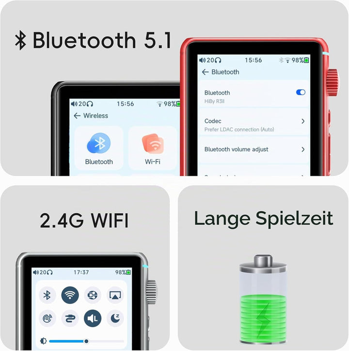 HiBy R3 II 2025 Hi-Res Audio-Player – Dual-DAC-Chips, MQA-Dekodierung, Qobuz/Tidal-Player mit Blueto