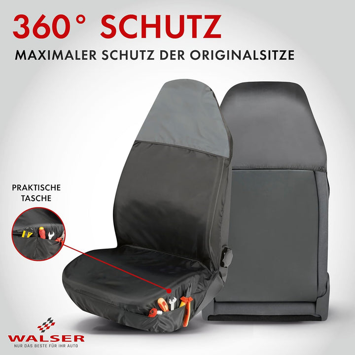 Walser Autositzbezug Smart Protect für Vordersitz grau Schwarz, Schwarz