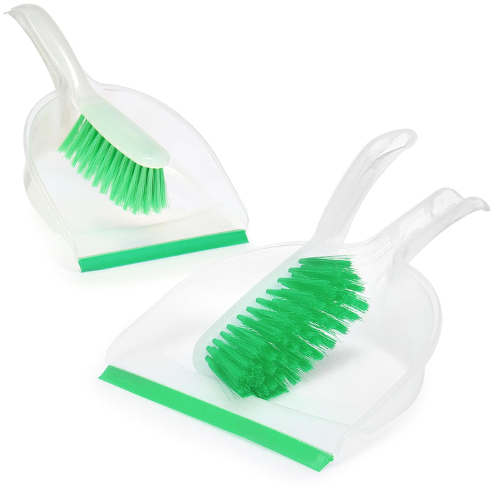 com-four® 2X Kehrgarnitur - grünes Kehr-Set aus Handfeger und Kehrschaufel - farbenfrohes Haushaltsr