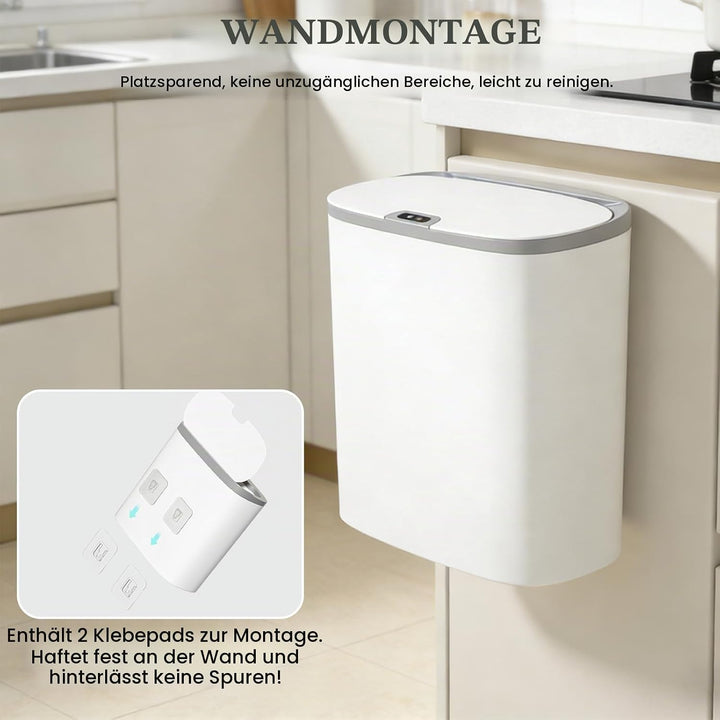 Automatischer Mülleimer 12L mit Sensor – Wandmontage &amp; Freistehend, Elektrischer Abfalleimer mit Dec