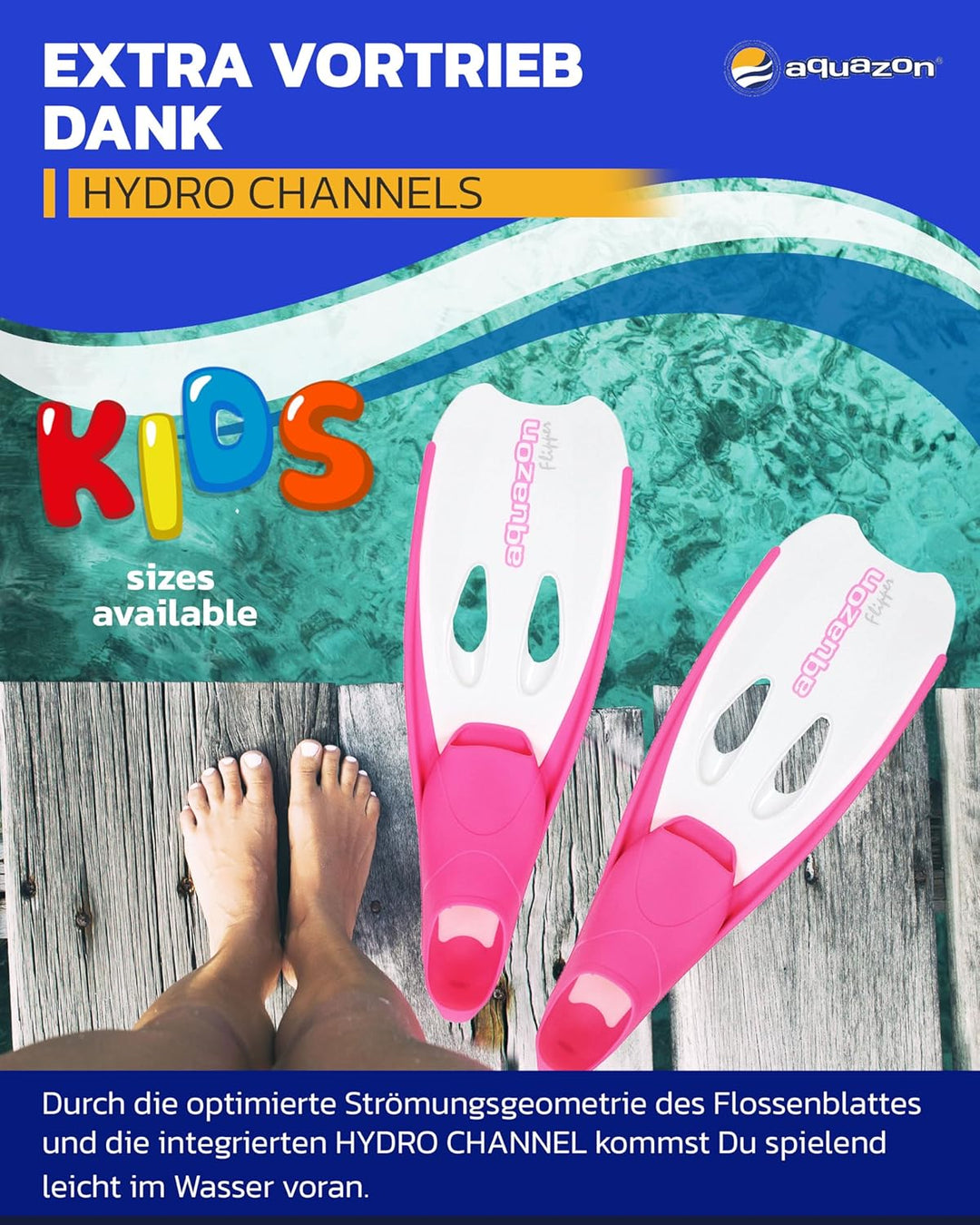 AQUAZON Flipper Flossen, Schnorchelflossen, Taucherflossen, Schwimmflossen für Kinder, Jugendliche,