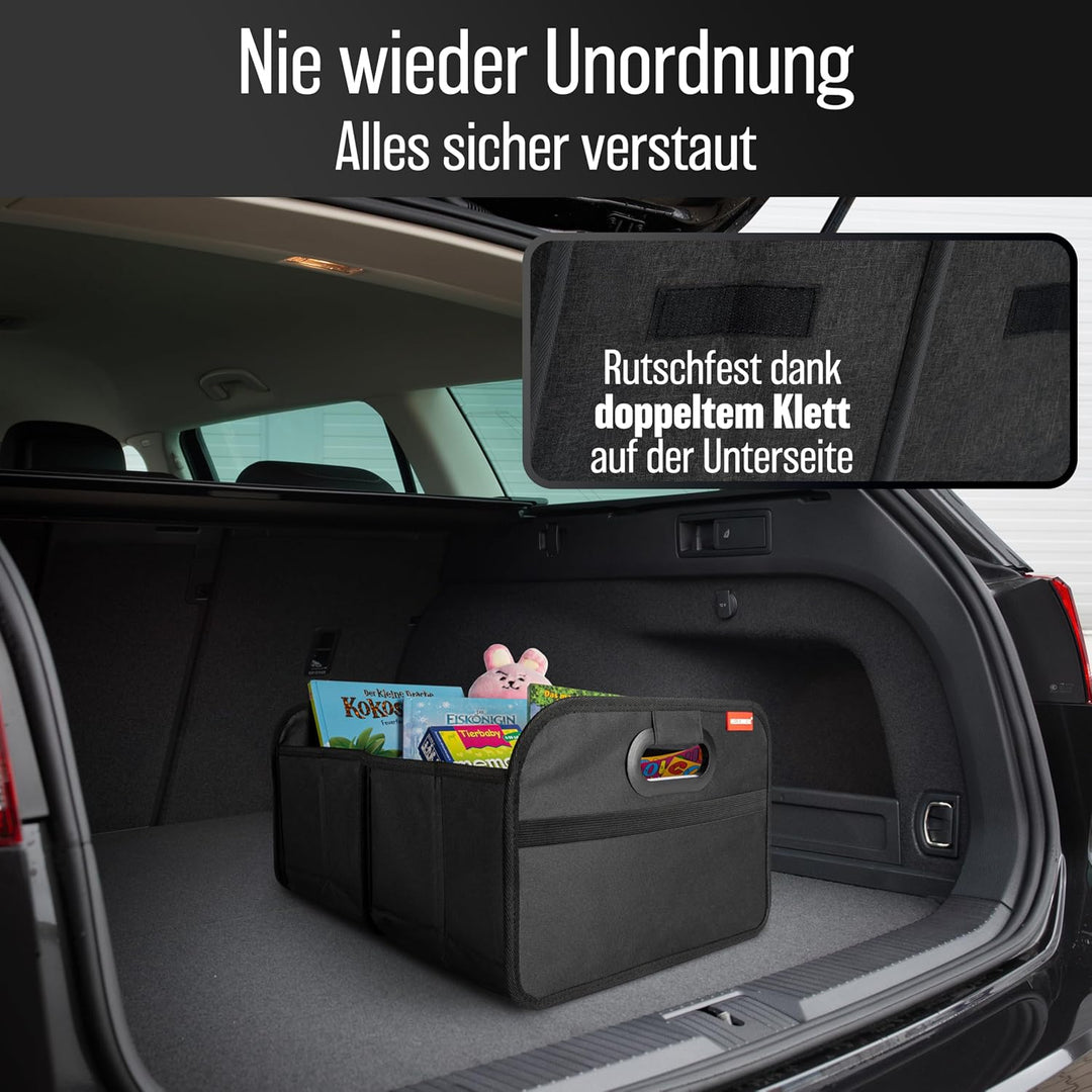 HELDENWERK Kofferraumtasche faltbar mit Anti-Rutsch-Klett - Kofferraum-Organizer, Auto Faltbox, Eink