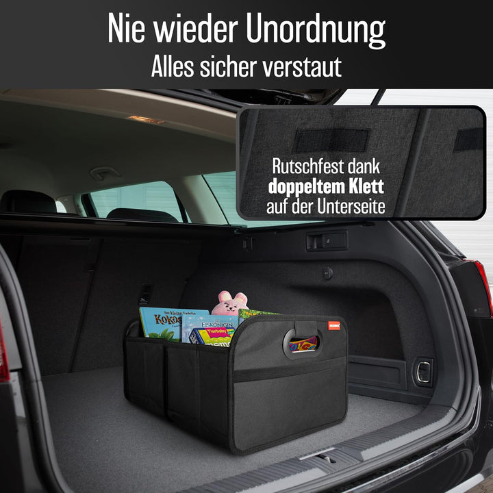 HELDENWERK Kofferraumtasche faltbar mit Anti-Rutsch-Klett - Kofferraum-Organizer, Auto Faltbox, Eink