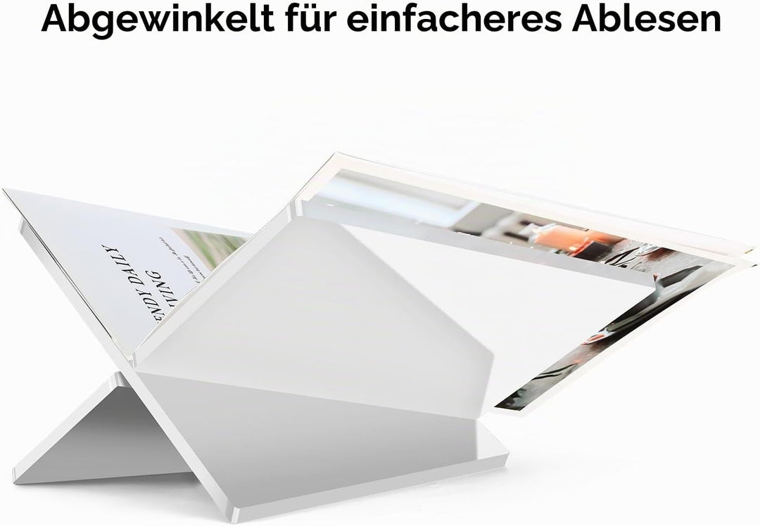 UikJOY Weiss Acryl Buchständer Kreuzrahmen Acryl Buchhalter, Leseständer offene Ausstellen, geeignet