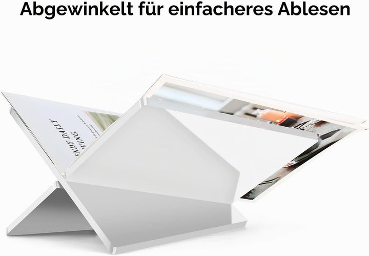 UikJOY Weiss Acryl Buchständer Kreuzrahmen Acryl Buchhalter, Leseständer offene Ausstellen, geeignet