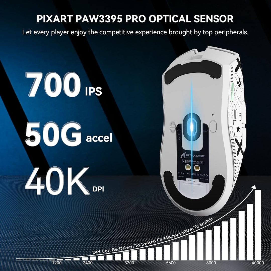 MAMBASNAKE x Attack Shark X1 Gaming-Maus mit Ladestation, 49g Ultralight, 40K DPI PAW3395 PRO-Sensor