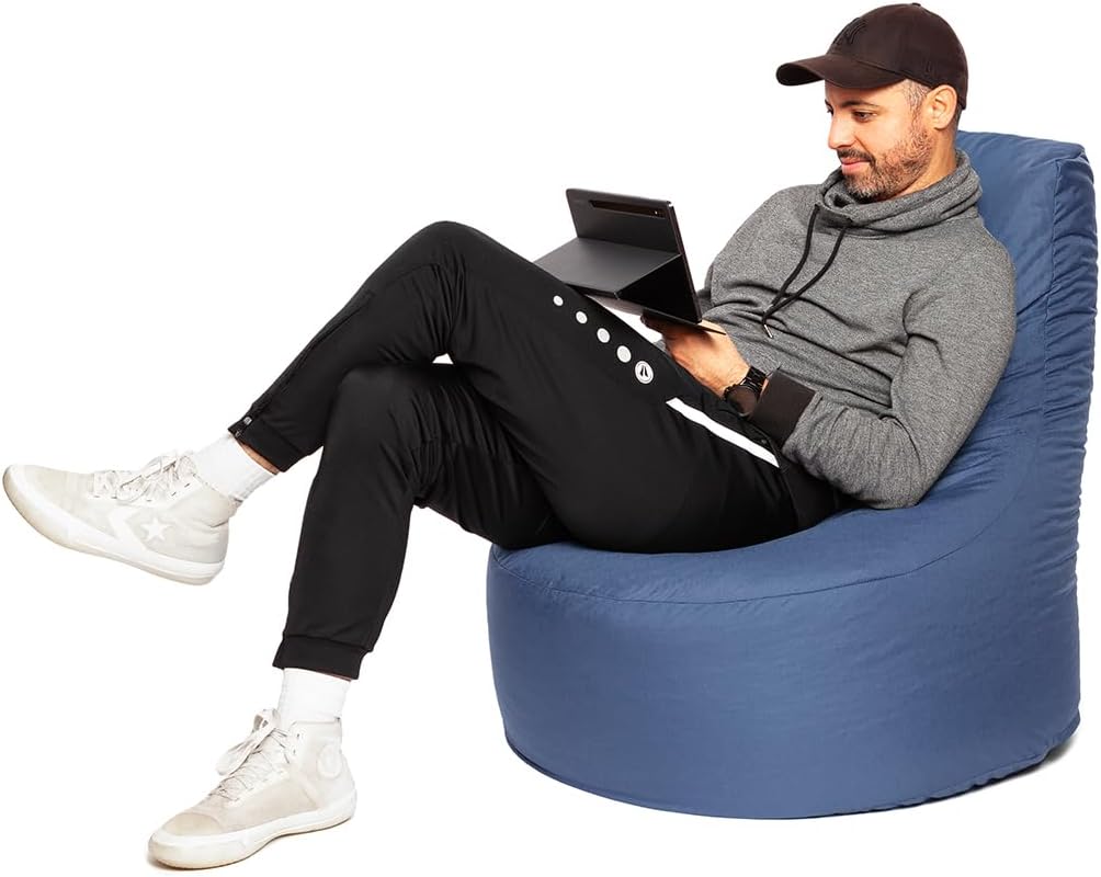 PATCH HOME Gamer Kissen Lounge Kissen Sitzsack Sessel Sitzkissen Bean Bag + Würfel/Hocker mit Reissv