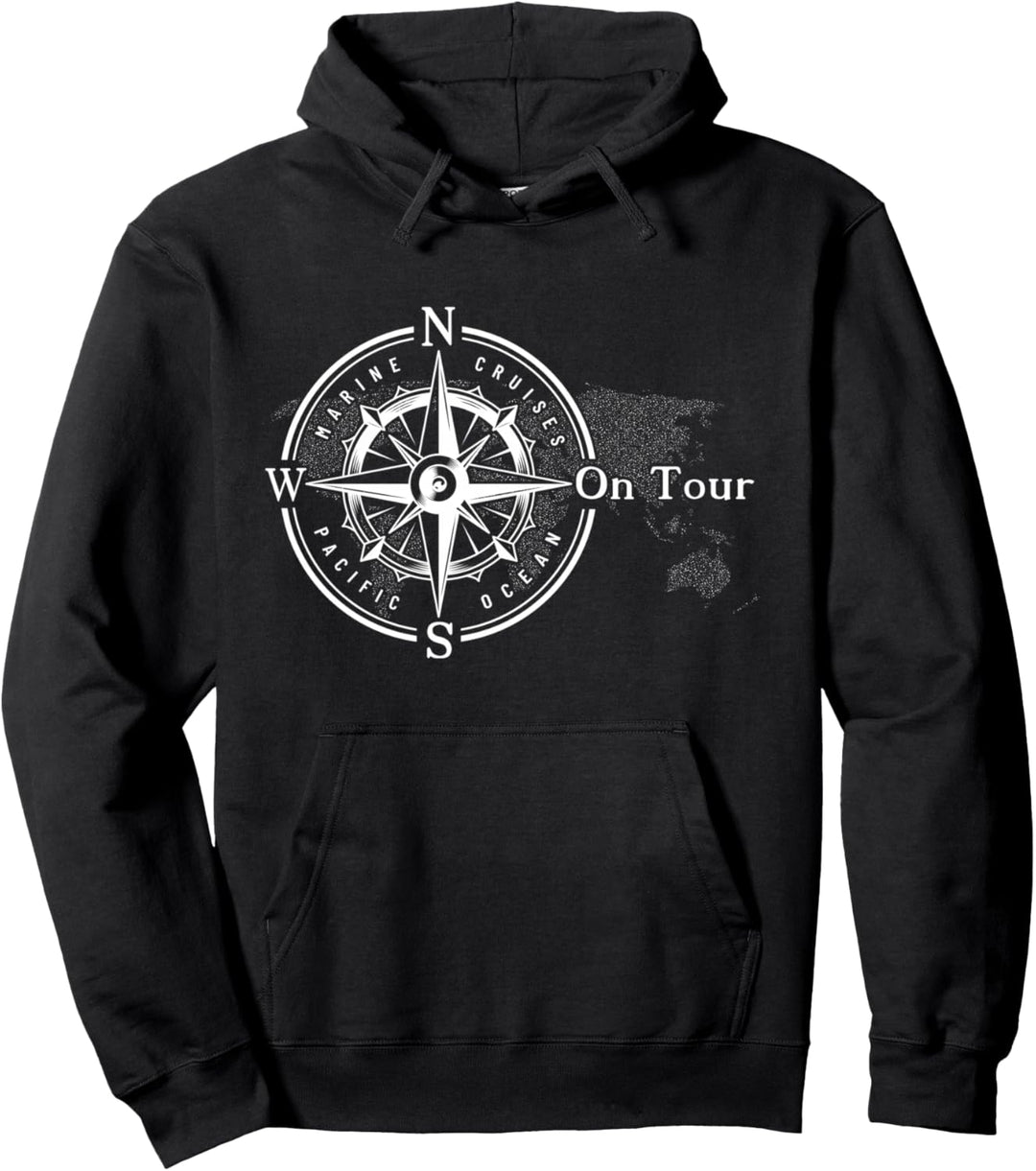 On Tour Kompass Weltkarte Outdoor Camping Reise Urlaub Pullover Hoodie