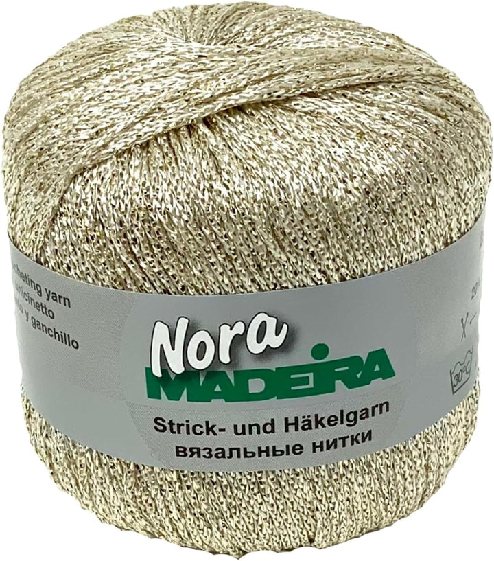 Häkelgarn Glitzergarn Strickgarn metallisiertes Haekelgarn Madeira Nora 5x25g Farbe 323 weissgold, 3