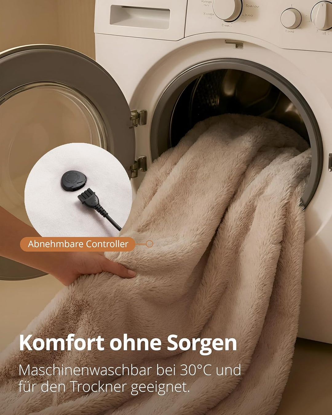 Duux Yentl Bubble Elektrische Wärmedecke – 200x200 cm – Extra Weich – 9 Heizstufen & Timer – Waschba