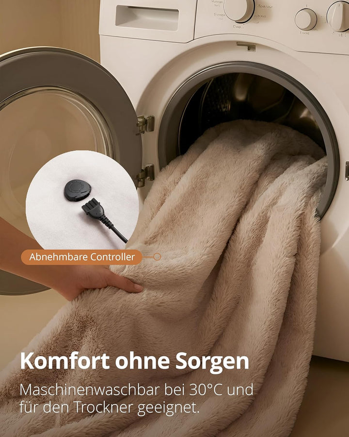 Duux Yentl Bubble Elektrische Wärmedecke – 200x200 cm – Extra Weich – 9 Heizstufen & Timer – Waschba