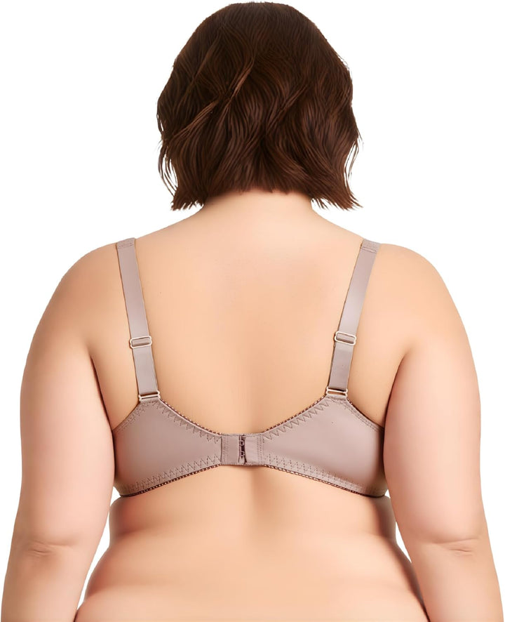 Curve Muse Damen Übergrösse Minimizer Bügel-BH mit Stickspitze - 2er Pack 75D Braun, Pfirsich Bernst