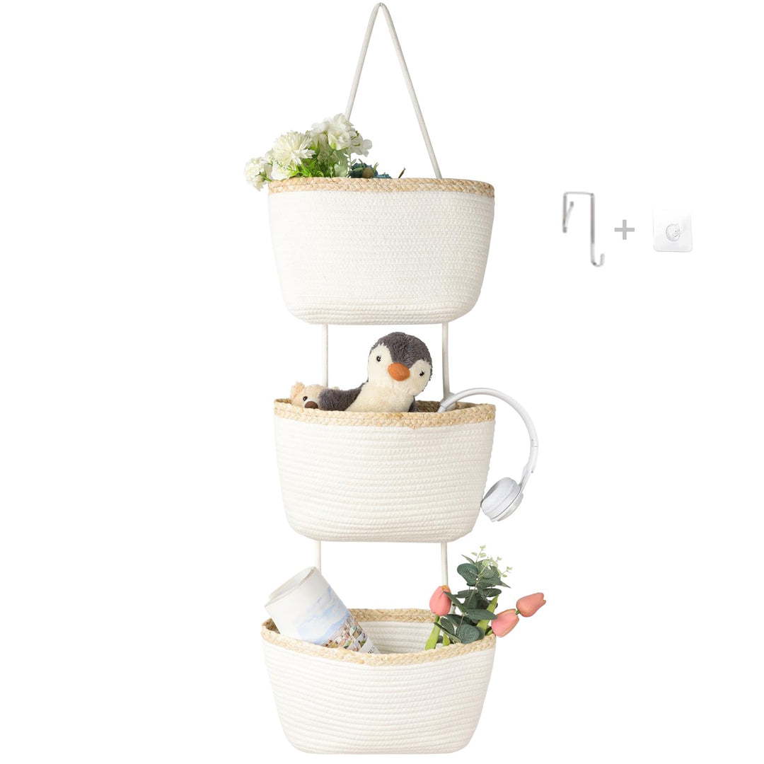 danpinera Hängekorb für die Tür, 3-stöckig Wandorganizer Hängend Veranstalter lagerung körbe aus Bau