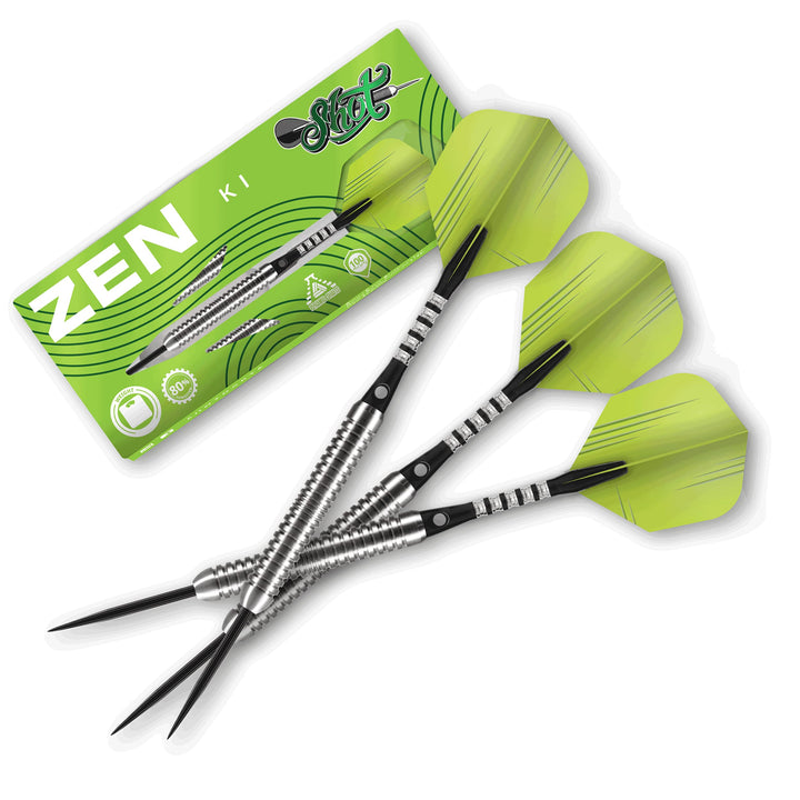 Shot! Darts Zen Ki-Steel Tip Dart Set-Center Weighted-80% Tungsten Barrels 22.0 Gramm, 22.0 Gramm