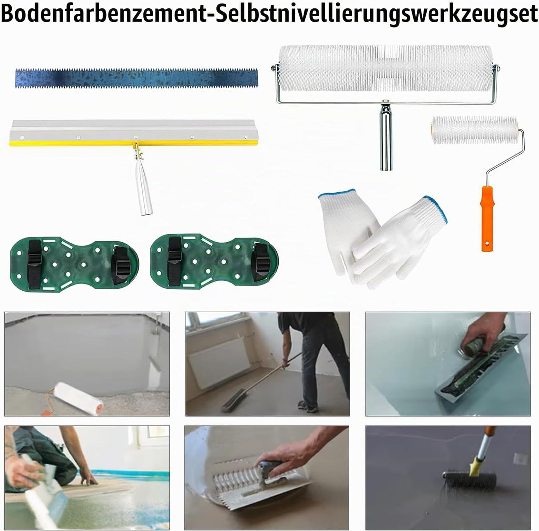 7tlg Bodenbeschichtungs Set, Entlüftungsroller Set mit 2 Entlüftungswalze 23CM+48CM Stehrakel Grossf