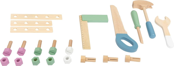 small foot Werkbank "Nordic" Kompakt aus Holz, Kinder Werkbank mit Werkzeug und Zubehör, ab 3 Jahren