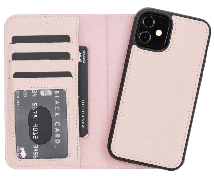Solo Pelle Lederhülle kompatibel für iPhone 12 Mini in 5.4 Zoll abnehmbare Hülle (2in1) inkl. Karten