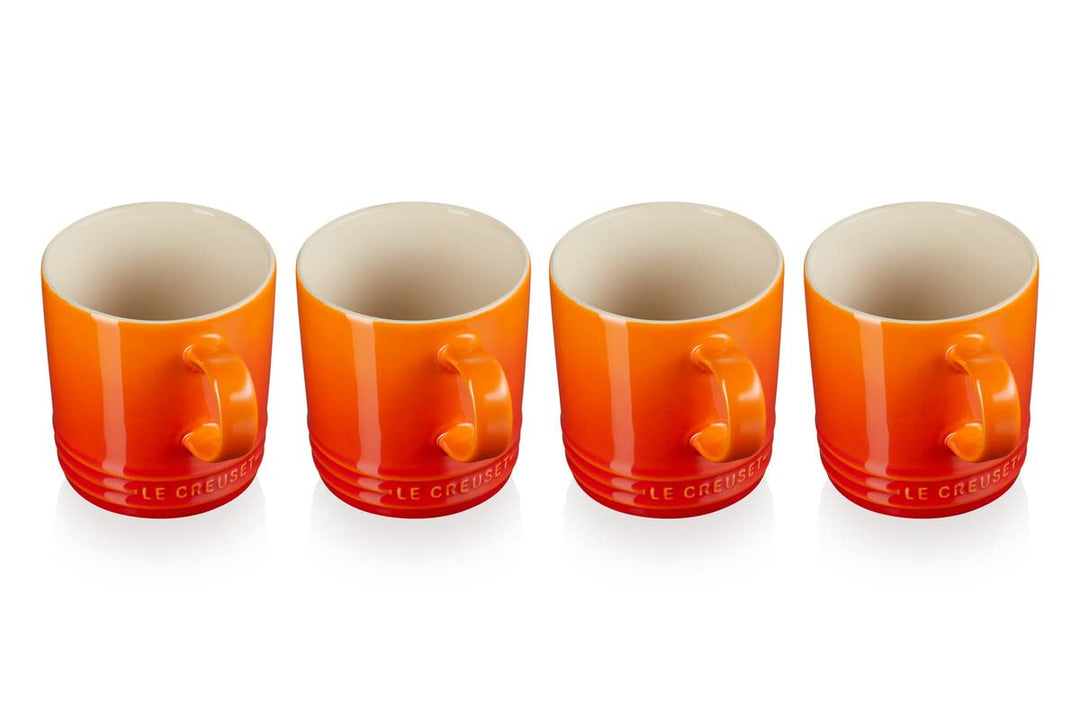 Le Creuset 4er-Set Becher aus Steinzeug, je 350 ml, Ofenrot, 79113350900000 Ofenrot 350 ml 4er-Set,
