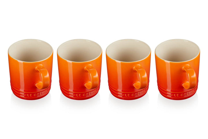 Le Creuset 4er-Set Becher aus Steinzeug, je 350 ml, Ofenrot, 79113350900000 Ofenrot 350 ml 4er-Set,