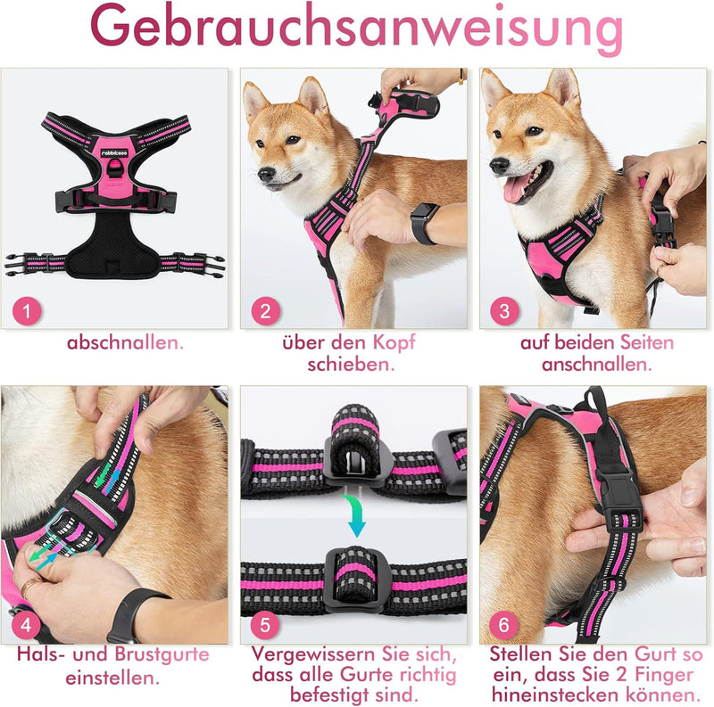 rabbitgoo Hundegeschirr Mittelgrosse Hunde Anti Zug Geschirr Hund mit Kontrolle No Pull Verstellbar