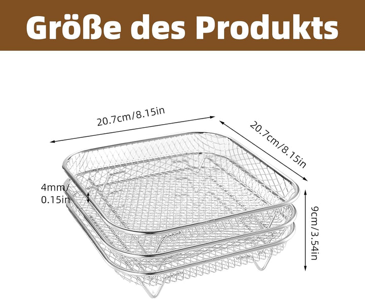 ACESOME 3 Stück Air Fryer Rack,Edelstahl Gitter Für Zubehör Heissluftfritteuse, Airfryer Gittereinsa