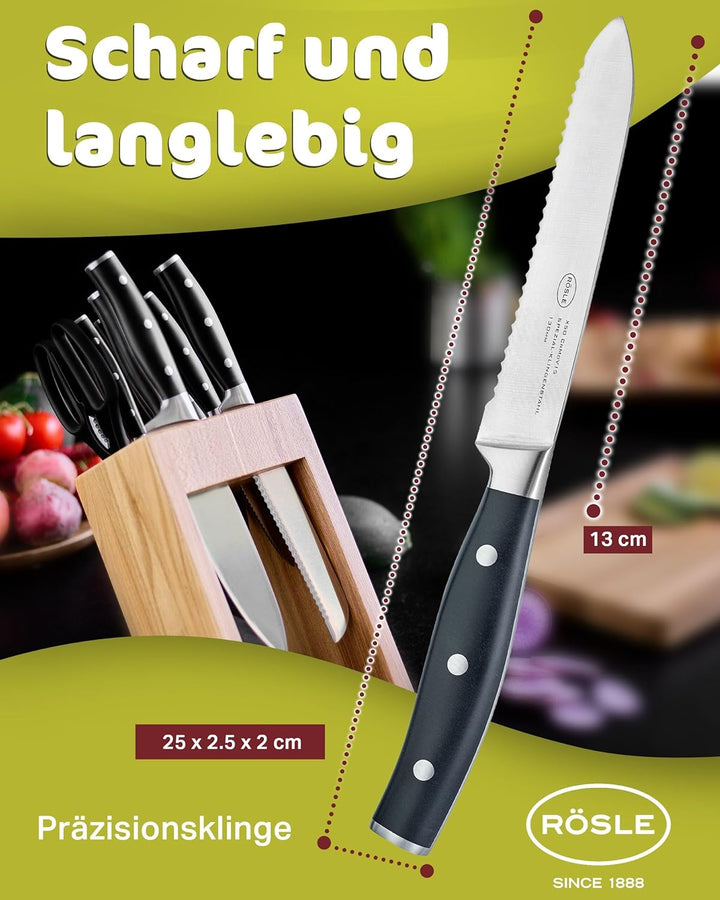 RÖSLE Universalmesser mit Wellenschliff Tradition, Hochwertiges Küchenmesser zum universellen Einsat