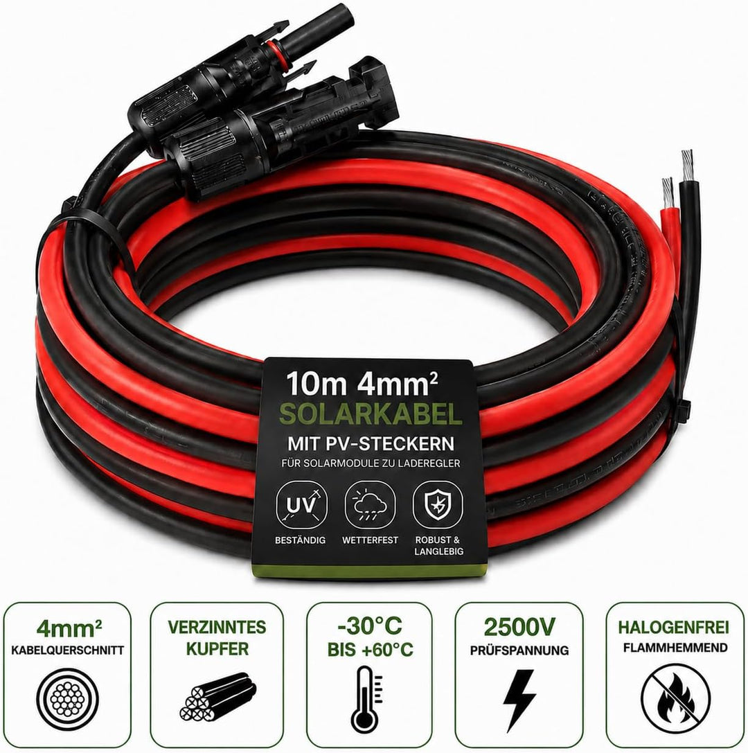 Offgridtec 10m 4mm² Solar-Verlängerungskabel mit Solarstecker, 10m