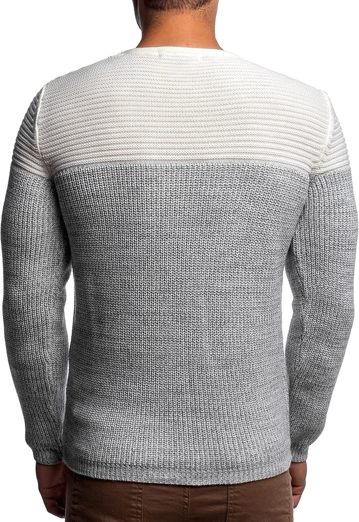 Karl´s People Herren Strick-Pullover Rundhals mit Logopatch | Männer Winter-Pullover |stylischer Her