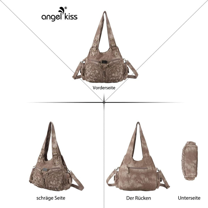 Angel Kiss Marke Damen-Einkaufstasche mit Nieten, grosse Kapazität, Damen-Umhängetasche mit verstell