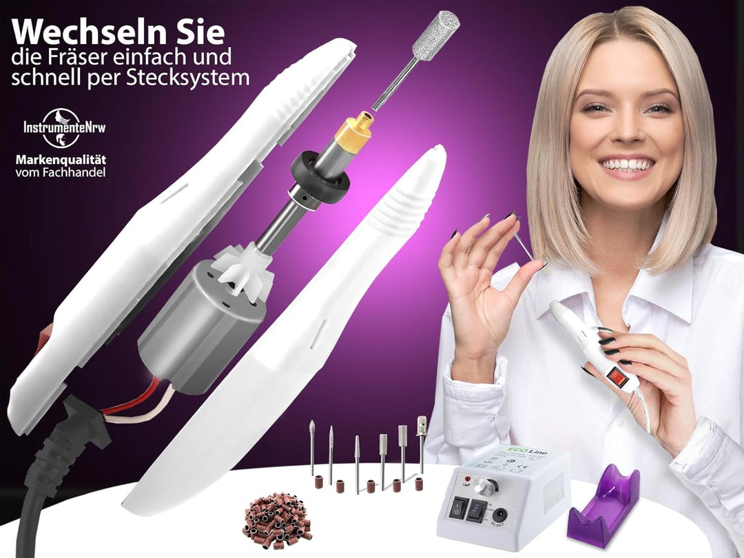 Maniküre Set Elektrische Nagelfeile Fusspflegegerät mit Diamantschleifern und 300 Grobe Schleifhülse