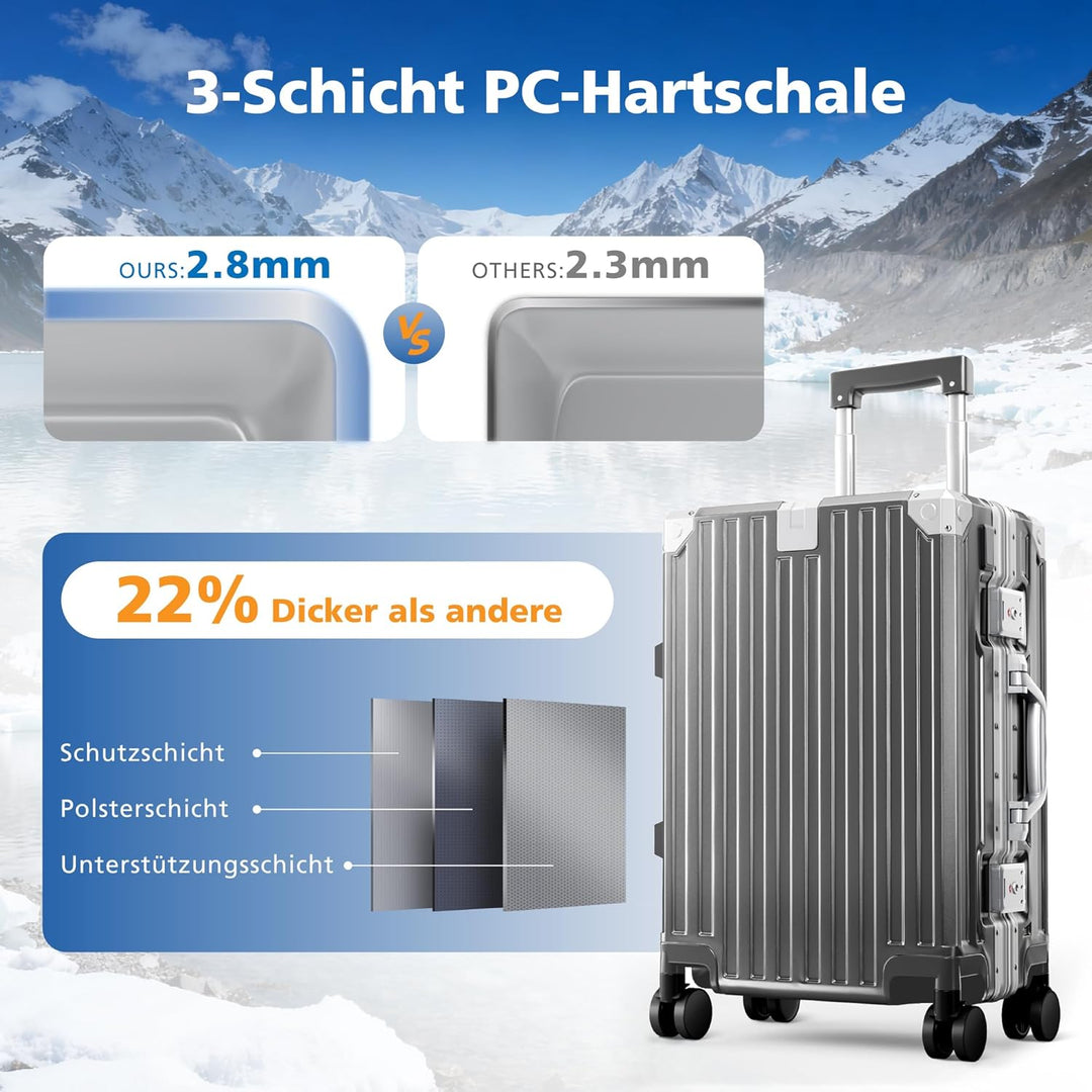 ALPHA CAMP Kofferset 2 Teilig Grösse M L Reisekoffer Leicht Hartschalenkoffer Polycarbonat Luggage S