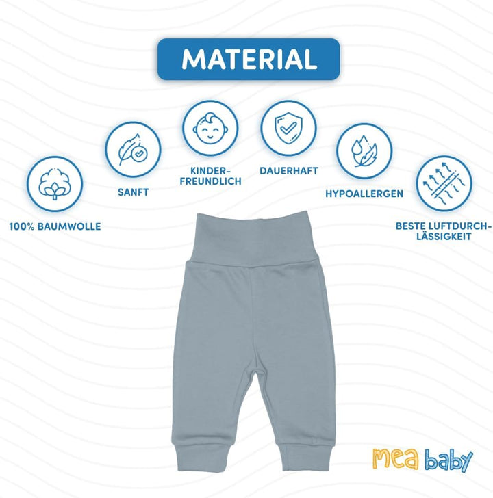 MEA BABY 5er Pack Baby Hosen Unisex für Jungen &amp; Mädchen | Pumphose aus 100% Baumwolle mit breitem B