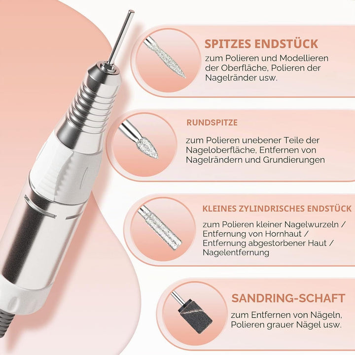 JCMASTER® Touch Nagelfräser 30.000 U/Min - Deutsche Marke - Elektrische Nagelfeile für Gelnägel Acry