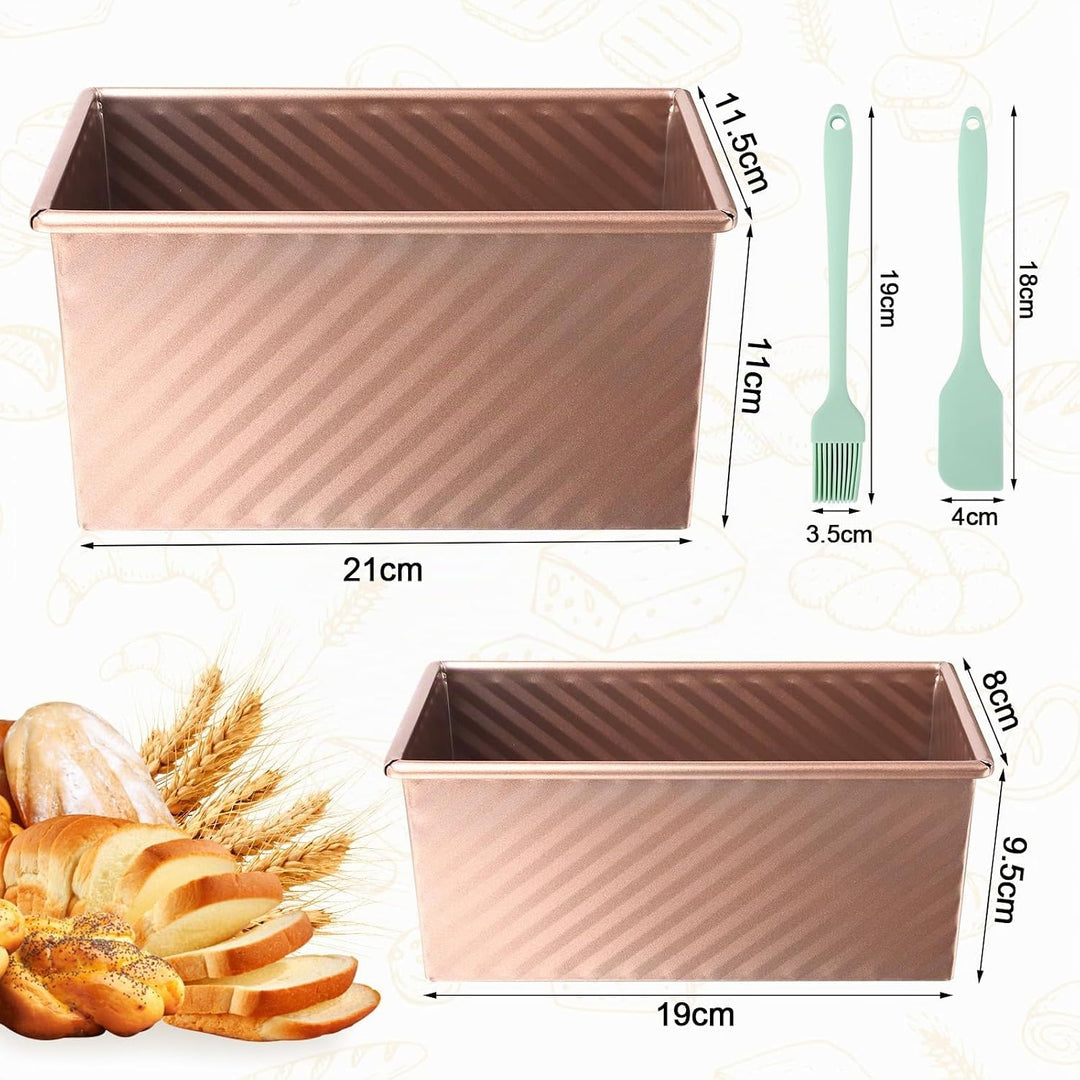 Brotbackform mit Deckel, Rechteckig Roségold, Toastbrot Backform Set,Toast Brot Backform Set,4PCS An
