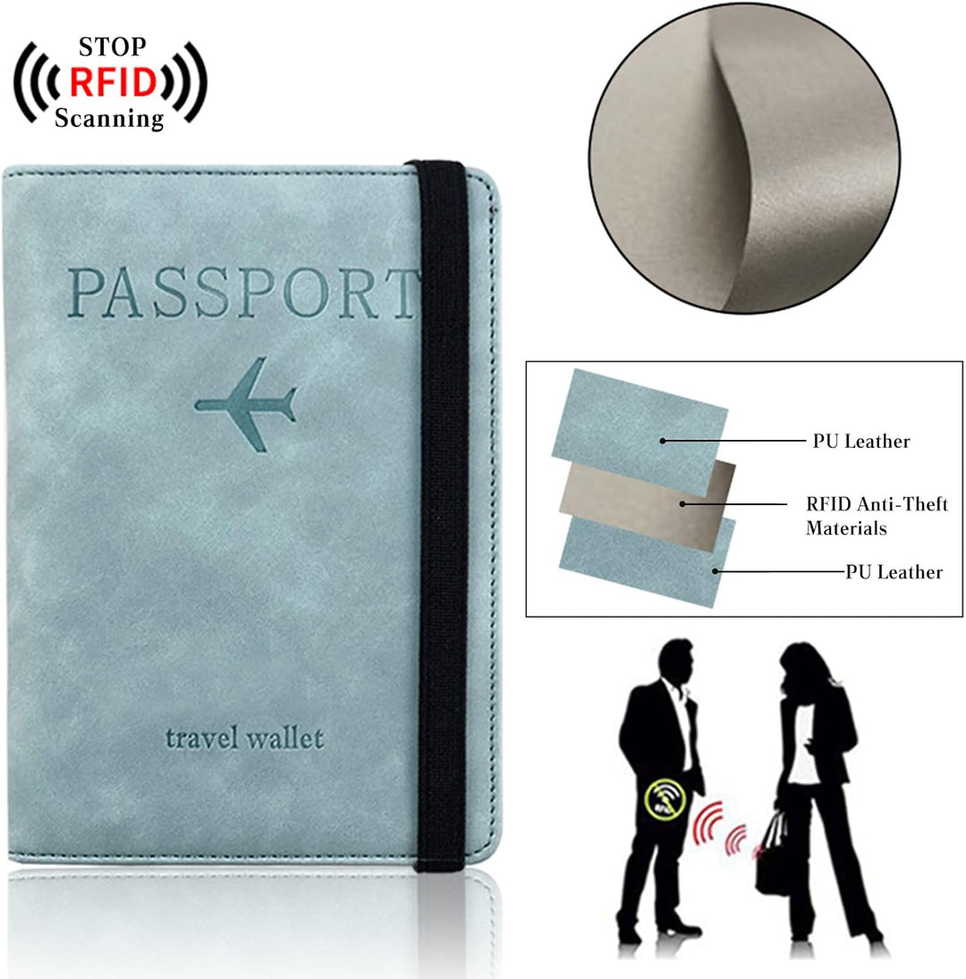 PORRASSO Reisepasshülle Reisezubehör mit RFID-Blocker Schutzhülle Tasche für Kreditkarten Kunstleder