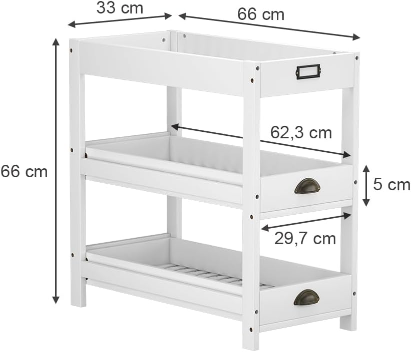 Vicco Aufbewahrungsregal Legum, Stauraumregal, Weiss, 33 x 66 cm mit 3 Ablagen Weiss mit 3 Ablagen,