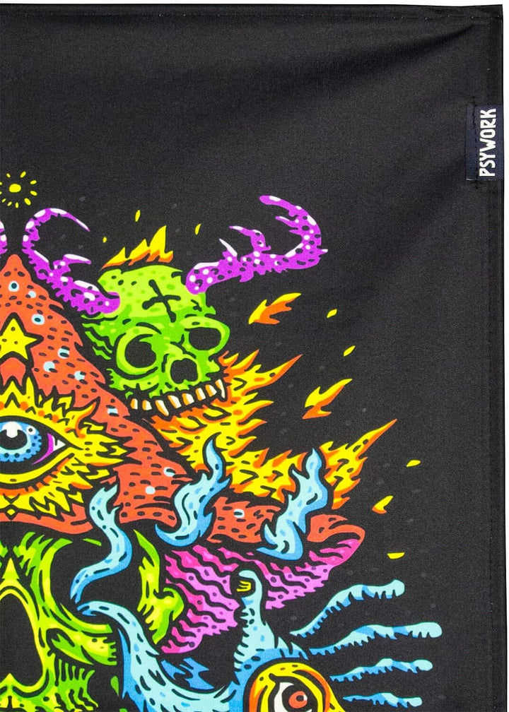 PSYWORK Schwarzlicht Stoffposter Neon | Devil Water Skull | 0,5 x 0,7m | UV-aktiv | fluoreszierend |