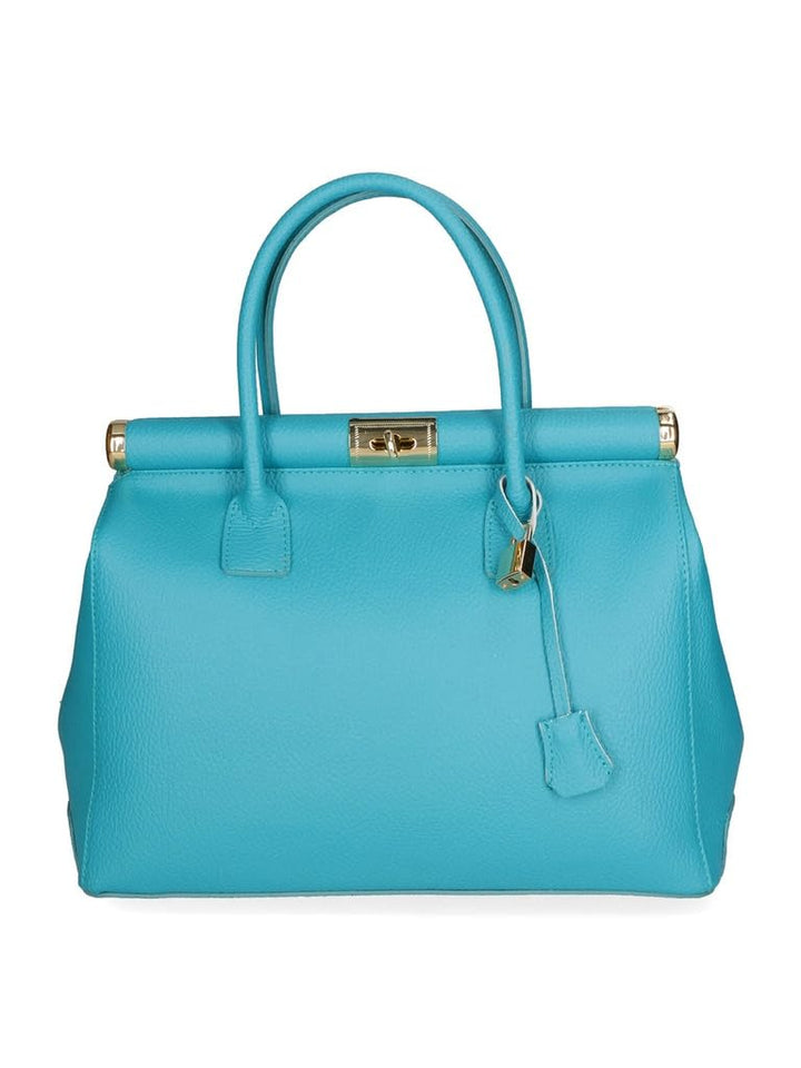 Gave Lux Damen Handtasche Echtleder Dollaro Doppelfach Abnehmbarer Schultergurt Made in Italy Turquo