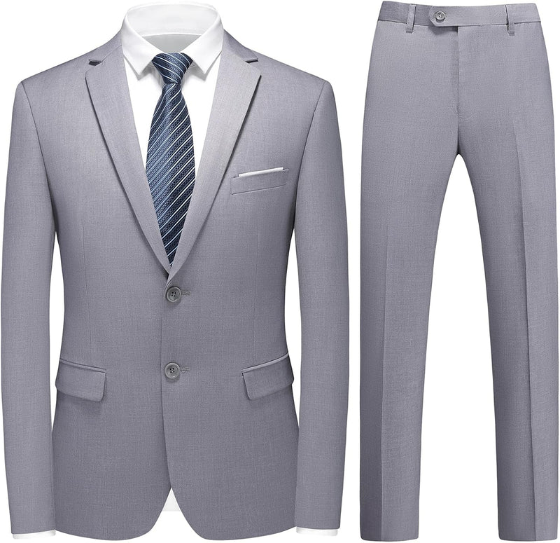 KUDMOL Herren Anzug 2 Stücke Slim Fit Anzug Business Hochzeit Formal Dinner Zwei Knöpfe Smoking Anzu