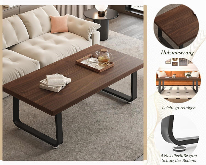 HSH Couchtisch Holz Wohnzimmertisch Industrie Design Beistelltisch für Wohnzimmer Sofatisch Elegante