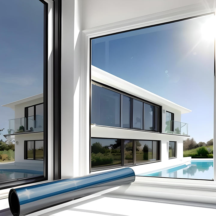 MARAPON® Spiegelfolie Fenster Sichtschutz [90x200 cm] Fensterfolie Sonnenschutz aussen ohne Rückstän