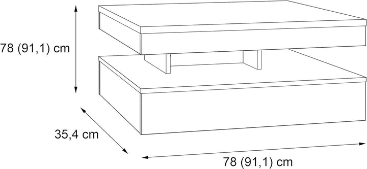 FORTE Coffee Tables Couchtisch mit Ablagefläche und rotierender Tischplatte, Holzwerkstoff, Sonoma E