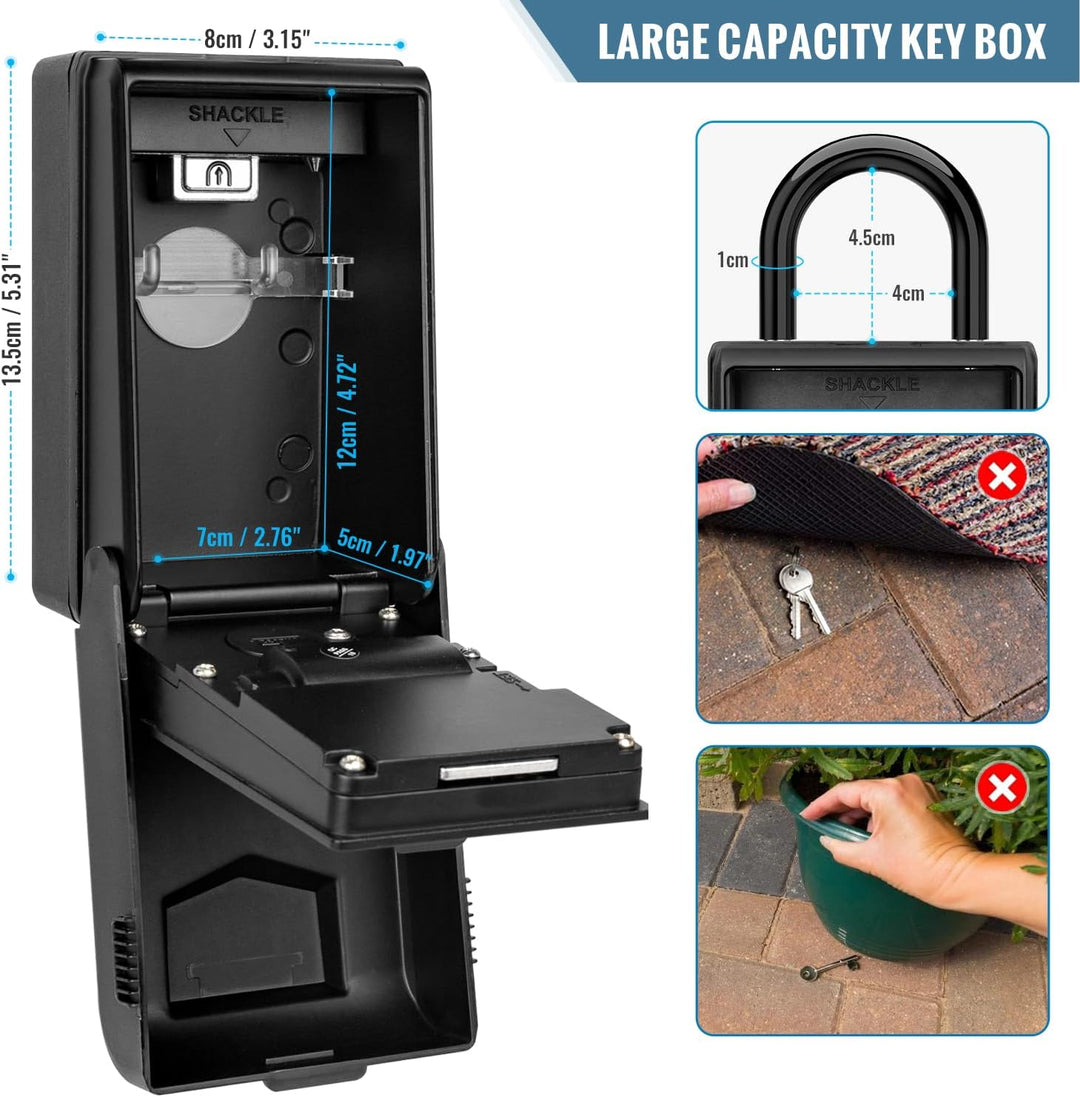 ENONEO Schlüsseltresor mit Beleuchteten Zahlencode Aussen Schlüsseltresor mit Bügel, Wetterfest Schl