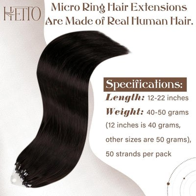Hetto Microring Echthaar Extensions Dunkelstes Braun Echthaar Micro Ring Extensions Remy Microring E