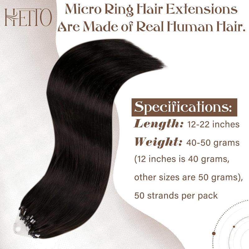 Hetto Microring Echthaar Extensions Dunkelstes Braun Echthaar Micro Ring Extensions Remy Microring E